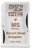 MS PRO DUO Adapter. Converts Two MicroSD or MicroSDHC Cards To MS PRO DUO. Compatible with PSP. Support up to 32GB