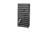 Open Steel Shelving Unit With Plastic Drawers