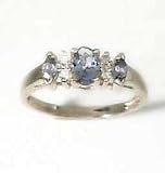 14k Tanzanite & Diamond Band - Size 7.0