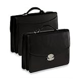 Underwood UN\2101 Leather Attache Executive Briefcase In Black Leather w\ Rear Pocket