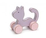 Ted - Pink Wooden Cat on Wheels