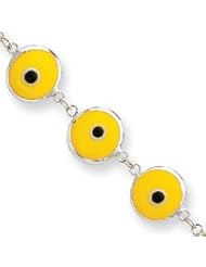 Sterling Silver 7.5inch 3-Dimensional Opaque Yellow Eye Bracelet QH410-7.5"