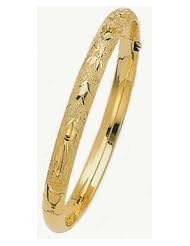 6mm Lazer Hollow Gold Bangle Bracelet