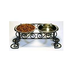 Spot Mediterranean Stainless Steel Double Diner Dog Dish