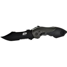 Smith & Wesson SWMP4LS M&P Linerlock Knife with 2nd Generation MAGIC Assisted Open and 40% Serrated Drop Point Blade