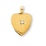 14K Yellow Gold Children's Heart Locket and 15 Chain