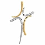 Forzieri 18K White and Yellow Gold Cross with Diamonds