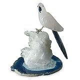 Quartz and agate sculpture, 'Rose Macaw' 4 W 3 L