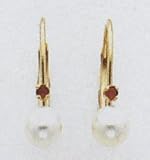 Pearl Leaverback Earrings with a Ruby Gemstone - XLB50RPL