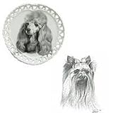 Yorkshire Terrier Heart Shaped Plate, Porcelain by Rosalinde (8' diameter)