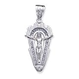 Sterling Silver CZ (Cubic Zirconia) Crucifix Pendant with 20 Inch Sterling Silver Chain
