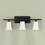 Murray Feiss VS8703ORB ThreeLight Boulevard Collection Vanity Strip Oil Rubbed Bronze With Opal White Etched Glass Shades