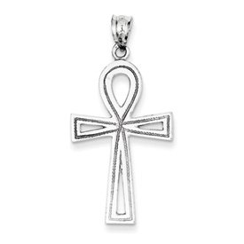 Genuine IceCarats Designer Jewelry Gift 14K White Gold Ankh Cross Pendant