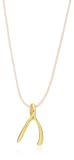 Dogeared Breast Cancer Find a Cure 14kt Gold Dipped Sterling Silver Wishbone Charm on Pink Silk Thread Necklace, 18