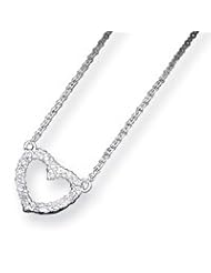 Sterling Silver CZ Heart Pendant w/Chain