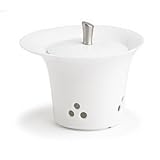 Ellipse White Porcelain & S/S Garlic Keeper by Trudeau - 4 Inch