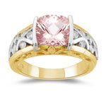 0.23 Cts Diamond  1.62 Cts Morganite Ring in 14K Two Tone Gold
