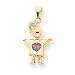 14k CZ February Birthstone Girl Charm