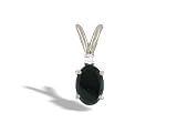 14K White Gold Genuine Oval Black Onyx and Diamond Pendant