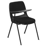 Flash Furniture RUT-EO1-01-PAD-RTAB-GG Black Right Side Tablet Arm Chair with Fabric Seat and Back