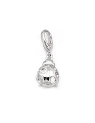 Beetle - Platinum Plated Silver Charm