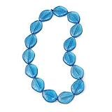 Teething Necklace with 15 Oversized Transparent Beads, in Aqua Blue