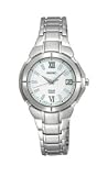 Seiko Silver Dial Silver Tone Stainless Bracelet Solar Ladies Watch - SUT021