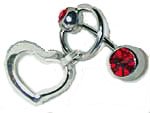 .925 sterling silver floating heart belly button ring 5/16'