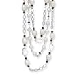 .925 Silver, Garnet & Freshwater Pearl 3-Strand Necklace- 17"