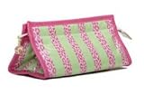 Stephanie Johnson Pink and Green Leopard Stripes Lilly Mini Triangle Cosmetic