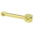 Solid 18KT Yellow Gold (November) 1.5mm Genuine Yellow Diamond Nose Bone - 20 Gauge