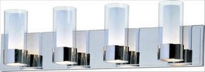 Maxim 23074CLFTPC Silo Clear and Frosted Glass Cylinder Bath Vanity Wall Mount, 4-Light Xenon 160 Total Watts, 8"H x 27"W, Polished Chrome