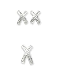 Sterling Silver CZ X Earrings and Pendant Set