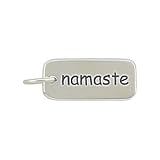 Rectangular NAMASTE Double Sided Engraved Charm or Pendant for Bracelets or Necklaces in Sterling Silver, #8360