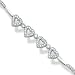 4 centered hearts with clear CZ and wavy links with alternating CZ Solid Sterling Silver 7 1/4 Bracelet