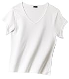 Hanes Silver for Her - Ladies V-Neck T-Shirt White-S