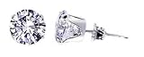 Sterling Silver 4 MM Round Clear Cubic Zirconia Stud Post Friction Back Earrings