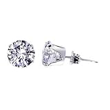 4 MM Round Clear Cubic Zirconia .925 Sterling Silver Post Friction Back Stud Earrings