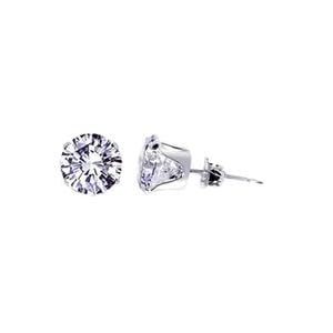 4 MM Round Clear Cubic Zirconia .925 Sterling Silver Post Friction Back Stud Earrings