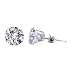Sterling Silver 4 MM Round Clear Cubic Zirconia Stud Post Friction Back Earrings