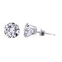 Sterling Silver 4 MM Round Clear Cubic Zirconia Stud Post Friction Back Earrings