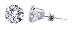 Sterling Silver 4 MM Round Clear Cubic Zirconia Stud Post Friction Back Earrings