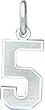 Sterling Silver Small Satin Number 5 Charm