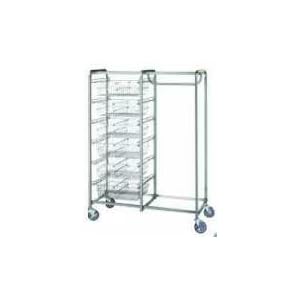 R&B Wire Six Basket/Garment Hanger Resident Cart 50inL x 21inW x 68inH