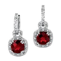 10kt. White Gold, Garnet and Diamond Fashion Earrings by Fred Meyer Jewelers