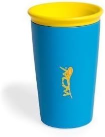 Wow Cup for Kids - NEW Innovative 360 Spill Free Drinking Cup - BPA Free - 9 Ounce (Blue with yellow Lid) by Wow Kids