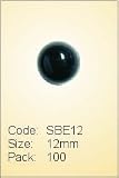 Black Solid Eyes 12mm (100 pack)