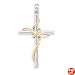 14 Karat Gold Plate and Rhodium Plated Sterling Silver Cross Pendant
