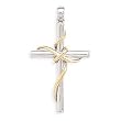 14 Karat Gold Plate and Rhodium Plated Sterling Silver Cross Pendant