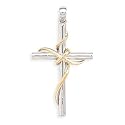 14 Karat Gold Plate and Rhodium Plated Sterling Silver Cross Pendant